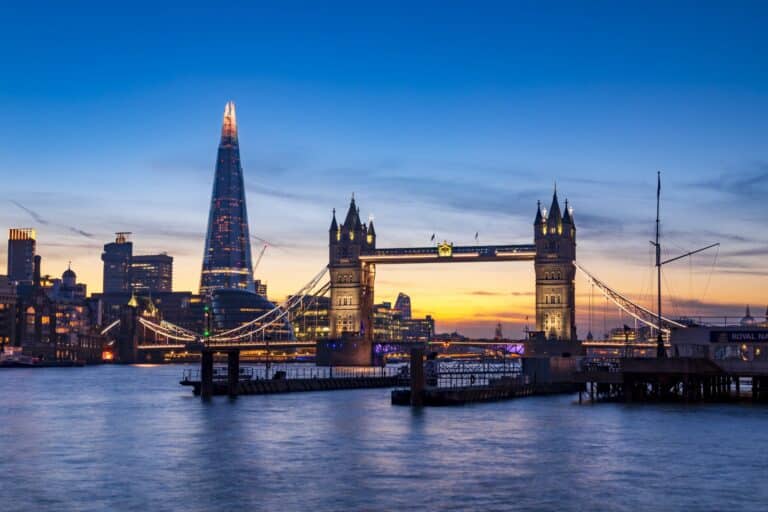 London business view London Bridge evening